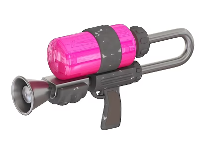 Pink Toy Launcher with Black Straps Gray Handle and Front Nozzle 3d model