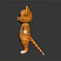 Cartoon Style Orange And White Cat With Big Eyes Whiskers In Standing Pose