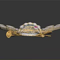 Bee Shaped Decorative Brooch With Blue Pink Gemstones And Golden Metal