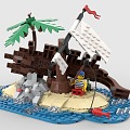 LEGO toy blocks island pirate shipwreck fishing 3d model