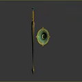 Ornate Decorative Weapon Sword With Golden Wings Green Gemstone And Intricate Handle Design