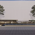 Modern Facade Entrance With LEGEND JUBILANT Golden Signage Gray Wall Trees And Waterfall