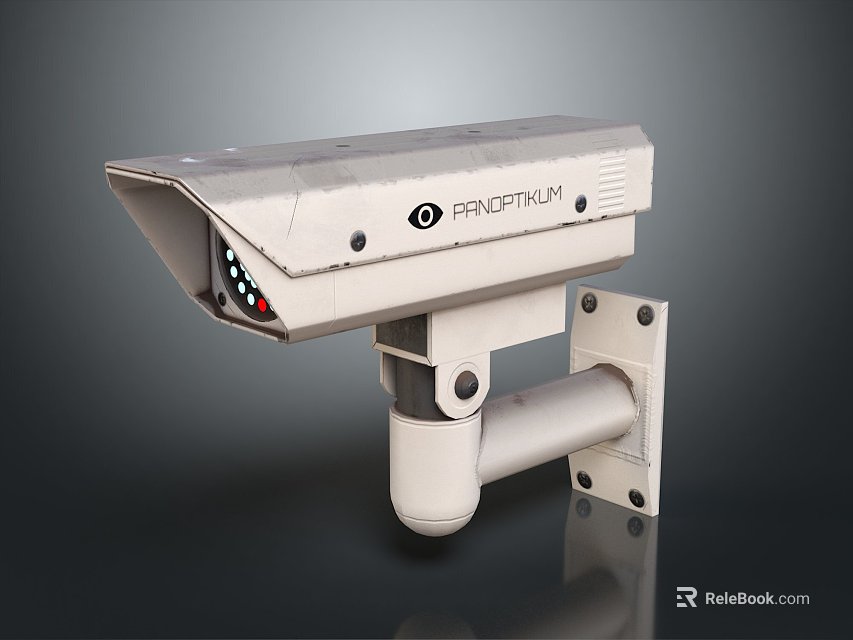 White Projection Monitoring Surveillance Camera With Night Vision LED Lights And Bracket Mounted Design 3d model 