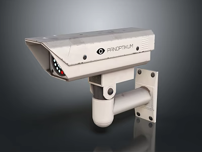White Projection Monitoring Surveillance Camera With Night Vision LED Lights And Bracket Mounted Design 3d model