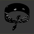 Stylish Woman Wearing Black Headscarf With White Patterns And Decorative Text