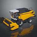 Yellow Agricultural Combine Harvester With Black Top And Large Wheels For Farming Operations