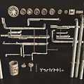 Mechanical Pipes System Featuring Various Industrial Components Valves Gauges And Fittings
