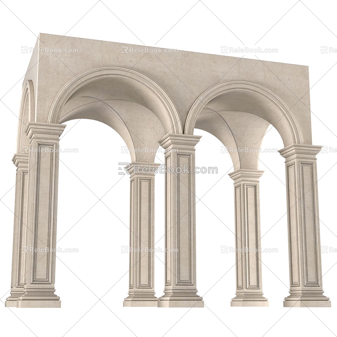 European-style arch arch dome ceiling Roman column 3d model