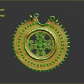 Golden Circular Clothing Accessory With Intricate Symmetrical Patterns And Spiked Edges