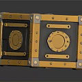 Stylish Yellow And Black Storage Cube With Metal Rivets And Circular Lids