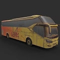 Old Yellow Red Graffiti Leeds Bus with Rusty Exterior and Dark Windows Vintage Intercity Coach