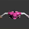 Sporty Game Movie Character In Pink Top Plaid Skirt Pink Cap White Sleeves Gloves Shoes