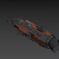 Sci Fi Spaceship Game Movie Character With Black Red Color Detailed Structure And Weaponry