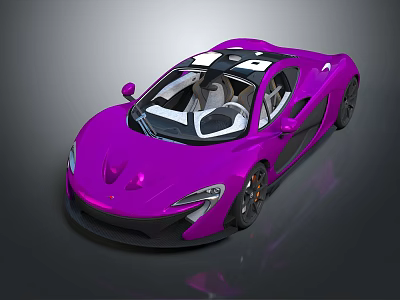 Purple Sports Car With Open Top Modern Sleek Aerodynamic Body Design 3d model
