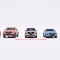 HAVAL Car Models with Assorted Colors Displayed in Lineup on White Background 3d model