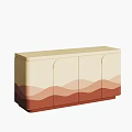 Modern Entryway Cabinet Sideboard With Beige Brown Wavy Patterns And Minimalist Design 3d model