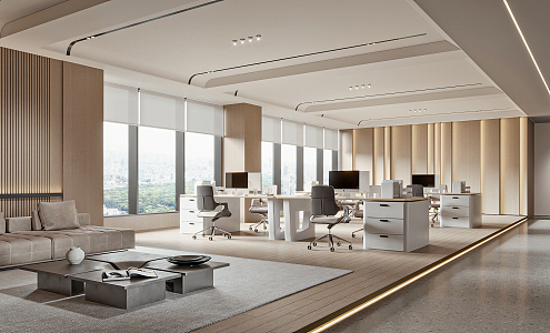 modern public office area office area 3d model