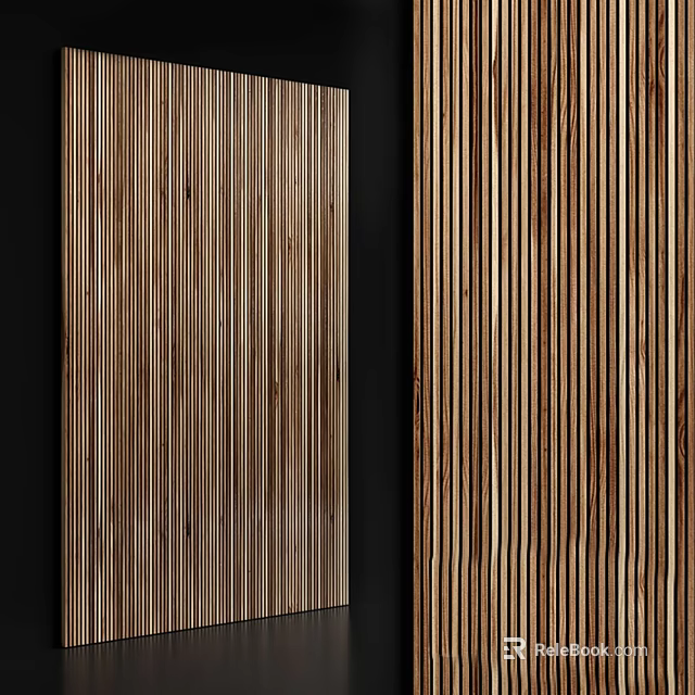 Modern Wooden Partition With Vertical Slats As Stylish Interior Room Divider 3d model 
