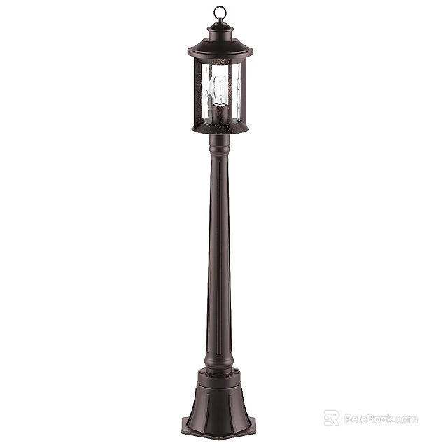 Traditional Floor Lamp with Dark Brown Metal Stand and Glass Lampshade for Home Decor 3d model 