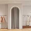 Modern Clothing Store Interior With Display Shelves Bags Shoes Counter And Decorative Plants