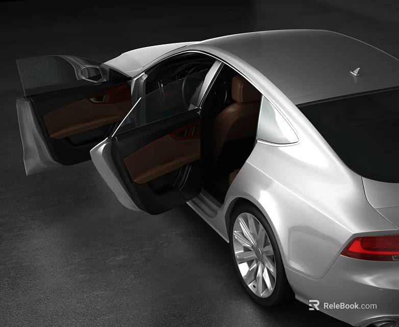 Silver Car with Open Doors Showcasing Modern Luxury Interior Design 3d model