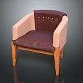 Accent Chair With Dark Brown Upholstered Seat Backrest Light Pink Armrests Wooden Legs Decorative Studs
