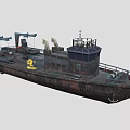 Rusty Industrial Ship With Deck Equipment And Anchor 3d model