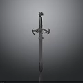 Silver Decorative Sword with Ornate Hilt Spherical Pommel and Slender Blade as Medieval Fantasy Weapon