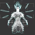 Skeleton Warrior Character With Spiked Crown Red Blades And Ornate Armor