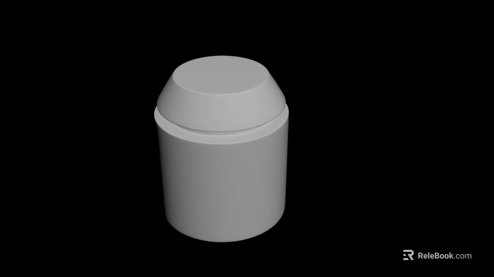 Minimalist White Cylindrical Container With Sealed Lid On Black Background 3d model 
