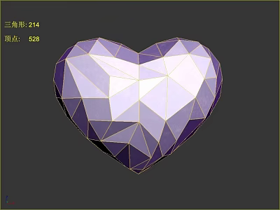 Heart Shaped Polyhedron Model Featuring 214 Triangular Faces And 528 Vertices 3d model