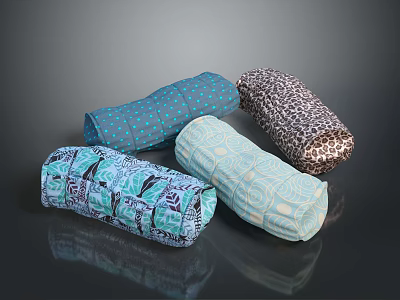 Colorful Cylindrical Pillows With Various Patterns And Soft Textures For Home Decor 3d model