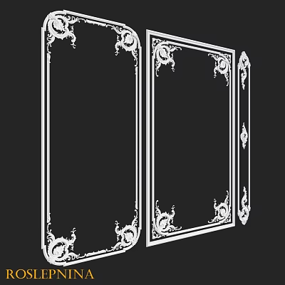 Decorative Frame Components With Ornate Patterns And Multiple White Designs 3d model
