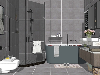 Modern shower room home toilet shower combination 3d model