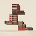 Modern TV Stand With Mounted TV Open Shelves Drawers And Decorative Ornaments