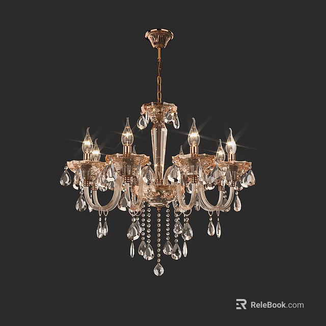 Elegant Classic Crystal Chandelier With Multiple Bulbs And Hanging Crystal Pendants 3d model 
