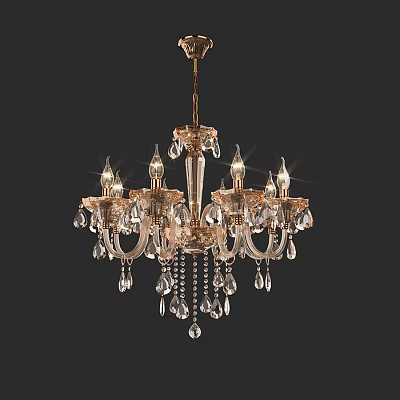 Elegant Classic Crystal Chandelier With Multiple Bulbs And Hanging Crystal Pendants 3d model