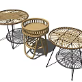 Modern Stylish Coffee Tables With Rattan Weave And Metal Frame Designs