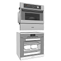 Stainless Steel Modern Stacked Built in Kitchen Appliances Ovens with Glass Door and White Bowls