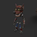 3D Animated Robotic Dog Character With Red Metallic Body Yellow Eyes And Blue Leg Joints