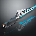 Futuristic Blue And White Sword With Streamlined Blade Glowing Accents And Shiny Reflection