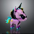 Cute Pink Unicorn Stuffed Toy With Colorful Mane Horn Big Eyes Blue Hooves And Eyelashes