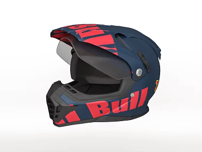 Bull Sports Helmet With Dark Blue Red Design And Transparent Visor 3d model