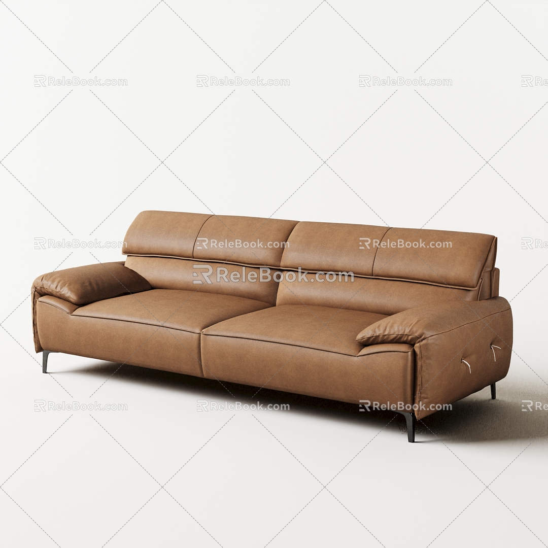 Modern double sofa three-seat sofa 3d model