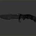 Tactical Survival Knife With Serrated Blade Black Handle And Textured Grip Design