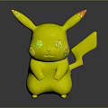 Pikachu 3D Cartoon Character With Yellow Body Black Tipped Ears Red Cheeks And Electric Tail