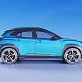 Hyundai Blue Compact SUV With Modern Exterior Design And Stylish Wheels