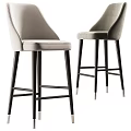 Elegant Modern Velvet Upholstered Bar Stools With Sleek Dark Solid Wood Legs For Home Counter