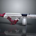 Futuristic Red and White Weapon Design With Modern Gun Structure And Sleek Barrel