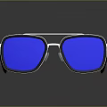 Stylish Modern Sunglasses With Blue Lenses Silver Frames And Black Temple Arms